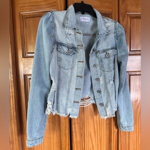 Vici Distressed Denim Jean Jacket Medium